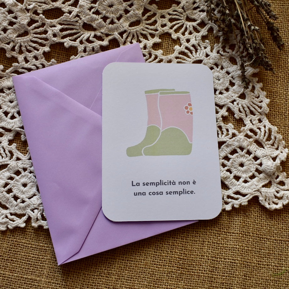 Stivali - Cartolina illustrata con frase motivazionale - collezione Country