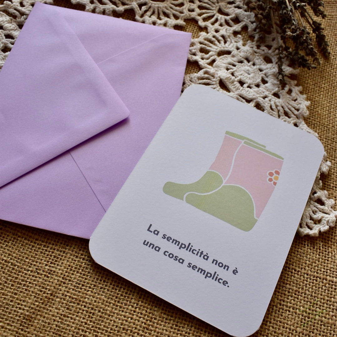 Stivali - Cartolina illustrata con frase motivazionale - collezione Country