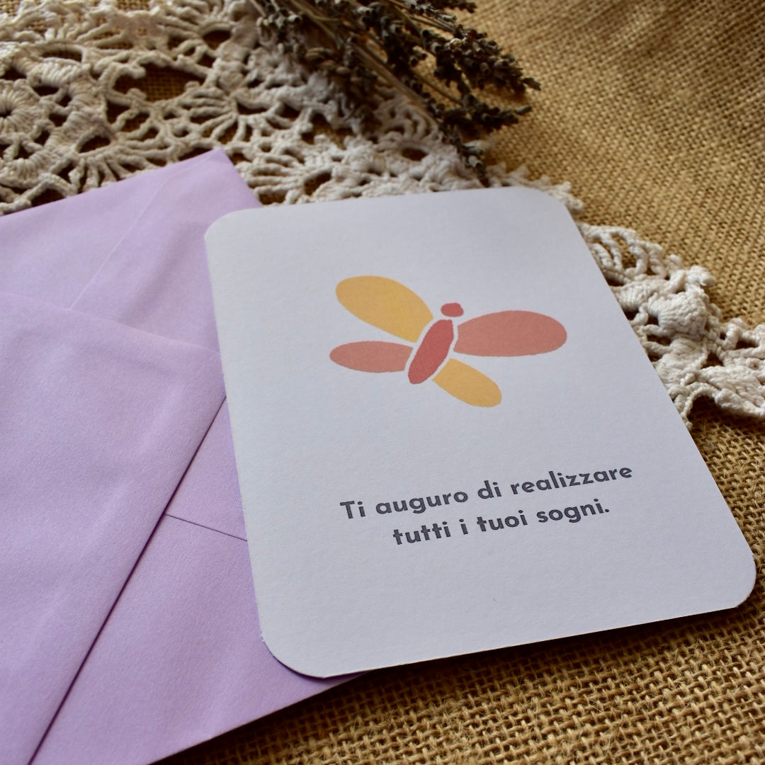 Farfalla - Cartolina illustrata con frase motivazionale - collezione Country