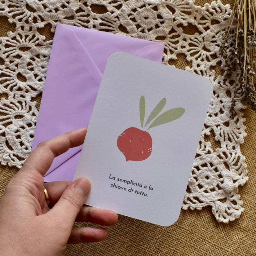 Rapanello - Cartolina illustrata con frase motivazionale - collezione Country