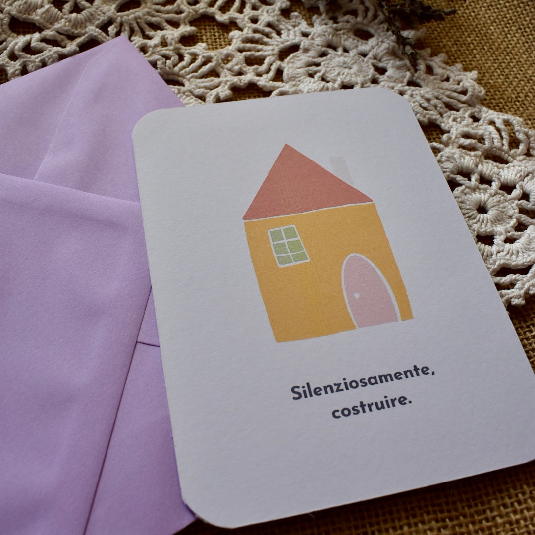 Casa - Cartolina illustrata con frase motivazionale - collezione Country