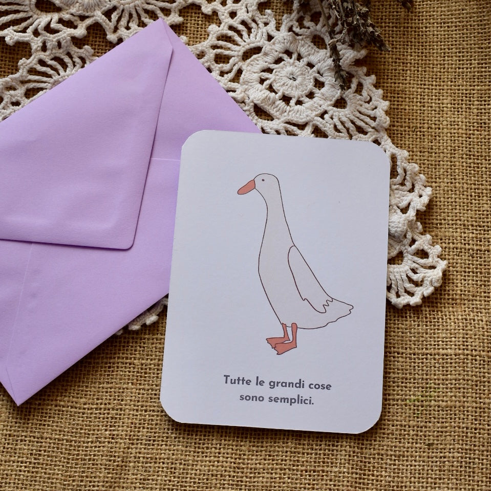 Oca con contorno netto - Cartolina illustrata con frase motivazionale - collezione Country