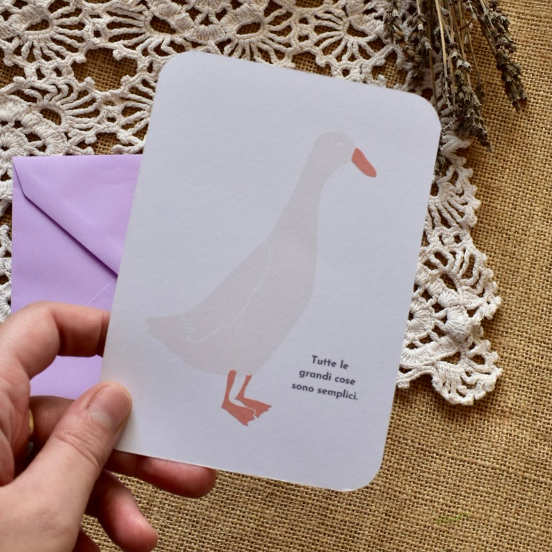 Oca - Cartolina illustrata con frase motivazionale - collezione Country