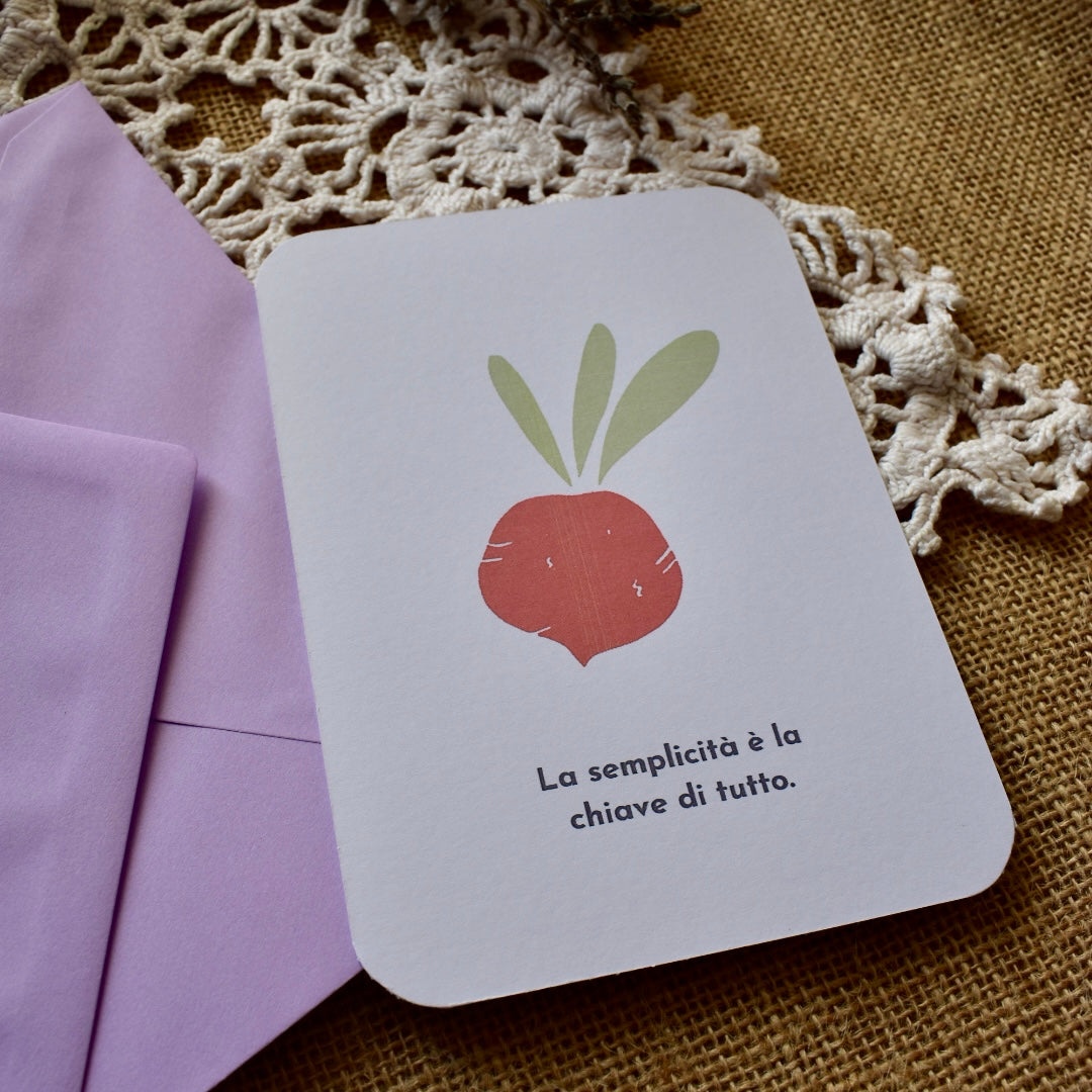 Rapanello - Cartolina illustrata con frase motivazionale - collezione Country