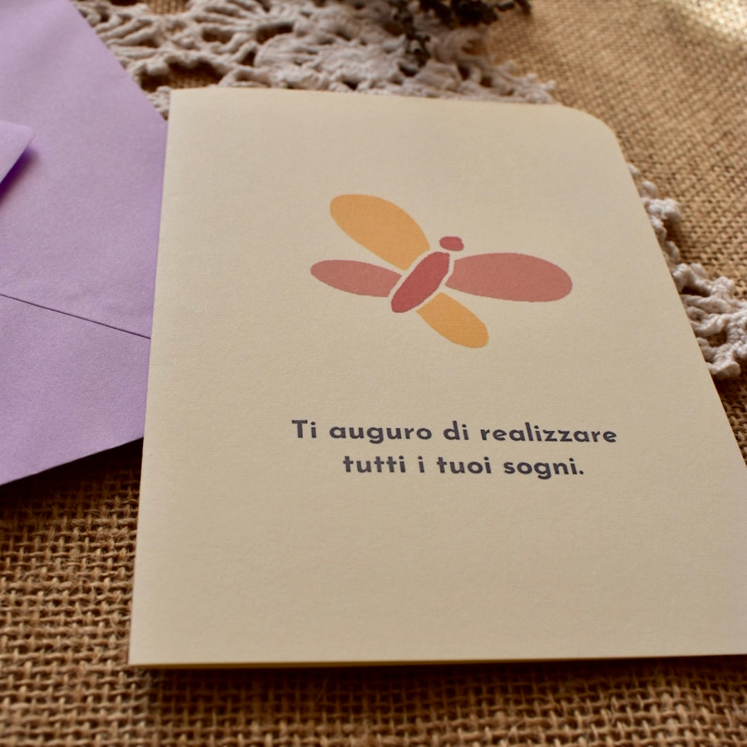 Farfalla - Biglietto d’auguri illustrato con frase motivazionale - collezione Country